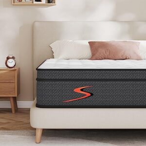 sweetnight queen size mattress in a box - 10 inch pillow top queen mattress, bamboo and gel memory foam hybrid mattress with individually pocketed springs for support & comfort sleep, siesta,black