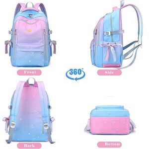 Makukke Backpack for Girls,Cute Kawaii School Bag Kids Lightweight Bookbag Backpack for Middle and High School with Anti Theft Pocket,Black White School Backpack