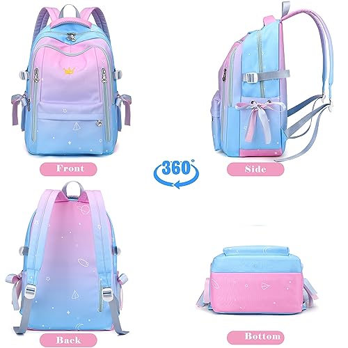 Makukke Backpack for Girls,Cute Kawaii School Bag Kids Lightweight Bookbag Backpack for Middle and High School with Anti Theft Pocket,Black White School Backpack