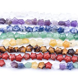 Natural Crystal Stone Star Shape Loose Beads Gemstone Handmade DIY Jewelry Making Accessories,Xiuyan Jade 21pcs