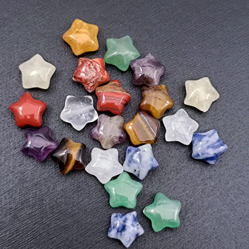 Natural Crystal Stone Star Shape Loose Beads Gemstone Handmade DIY Jewelry Making Accessories,Xiuyan Jade 21pcs