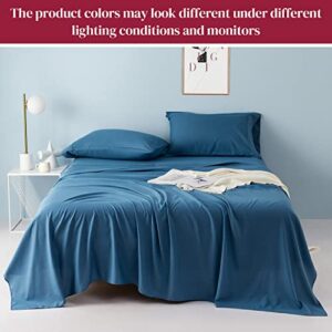 JOOKI Sheet Set California King Luxury Hotel Bed Sheets Soft Microfiber Cooling Sheets Set, Deep Pocket up to 16” Mattress, Breathable Machine Washable Bedding Set, Navy Blue