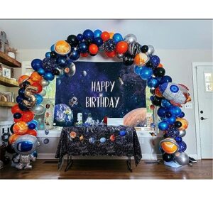 Zliisang 5.9X3.6ft Outer Space Theme Birthday Party Decorations for Boy Astronaut Space Happy Birthday Backdrop Universe Galaxy Stars Birthday Banner Outer Space Party Supplies