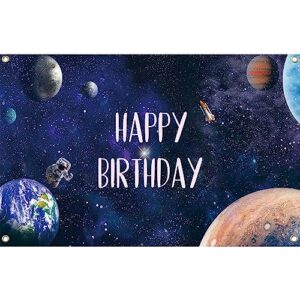 Zliisang 5.9X3.6ft Outer Space Theme Birthday Party Decorations for Boy Astronaut Space Happy Birthday Backdrop Universe Galaxy Stars Birthday Banner Outer Space Party Supplies