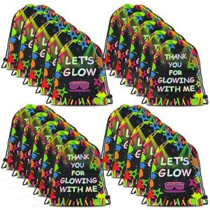 20 pcs let's glow drawstring bags glow party supplies favor bags neon party gift bags glow in dark party drawstring gift bags drawstring pouch for birthday party decorations