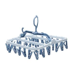 Clothes Drying Hanger with 32 Clips- Foldable Detachable Hanging Sock Rack | 360 Degree rotatable Windproof Laundry Rack, for Sock,Underwear Hanger, Clothes pegs