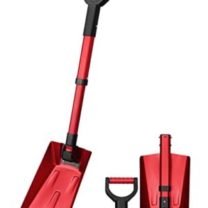 AstroAI 39" Folding Snow Shovel for Car, Extendable Snow Shovel with Thickened Aluminum Handle and Reinforced Iron Hinge, Portable and Multifunctional for Cars, Snowmobiles, Camping and Mud, Red