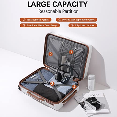 FIGESTIN Luggage Sets 2 Piece,100% PC Suitcase with Wheels Carry On Luggage 22x14x9 Airline Approved Hardshell Lightweight Expandable Suitcase Sets