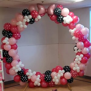 Pink and Black Balloon Arch Kit, Hot Pink Black Balloon Garland with Bow Heart Foil Balloons Cartoon Mouse Color Black Pastel Pink Latex Balloons for Girls Women Birthday Baby Shower Party Decorations