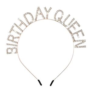 wllhyf birthday crown for women, birthday tiaras rose gold birthday queen headband princess crown for girls birthday party accessories