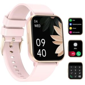 lige smart watch for women with android ios, 1.83 inch bluetooth calls/real-time notification smartwatch, 100 sports, ip68 waterproof healthy fitness tracker, pink