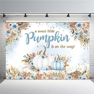 mehofond 7x5ft boho fall autumn baby shower backdrop a sweet little pumpkin is on the way pumpkin background for boys blue watercolor newborn baby party decorations photo booth props