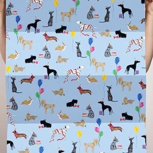 CENTRAL 23 Dog Wrapping Paper - 6 Sheets of Blue Gift Wrap - Birthday Dogs Balloon - Puppy Pets - For Men Women Kids - Fur Mom or Dog Dad - Recyclable