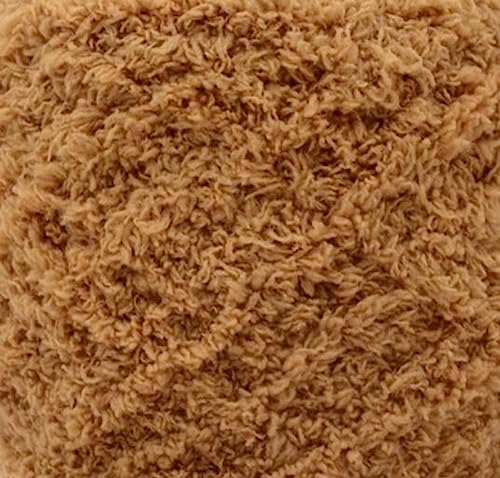 OURVER (25 Khaki) Celine lin One Skein Super Soft Warm Coral Fleece Fluffy Knitting Yarn Baby Blanket Yarn, 5 Rolls x100g