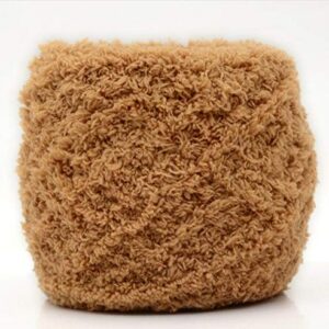 OURVER (25 Khaki) Celine lin One Skein Super Soft Warm Coral Fleece Fluffy Knitting Yarn Baby Blanket Yarn, 5 Rolls x100g