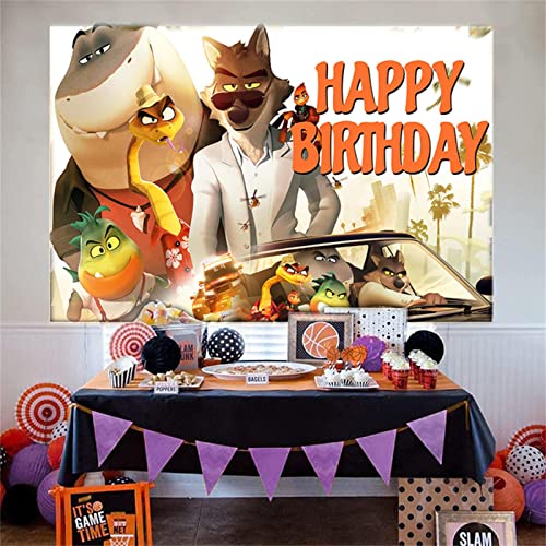 The Bad Guys Movie Theme Backdrop，Bad Guys Banner for Kids Happy Birthday Party Decoration, 5 x 3 ft The Bad Guys Photography Background for Baby Shower