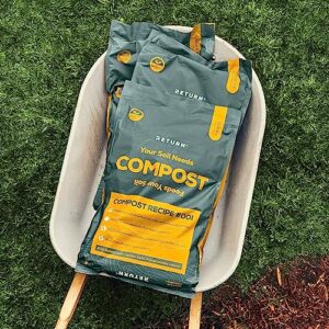 Return Organic Compost #001, Fertilizer for Indoor & Outdoor Garden Soil Beds, Plants & Vegetables, Potting Soil, Raised Beds, Lawns - Improves Soil Structure, Peat Free, OMRI Listed (32-35 Pound Bag)