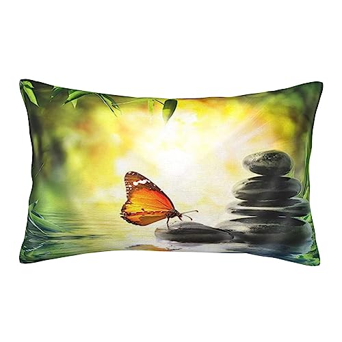 MENEAU Relaxation with Massage Stones in Water with Bamboo Men Women Pillowcase for Sofa Couch Bed Chair 14"X20"