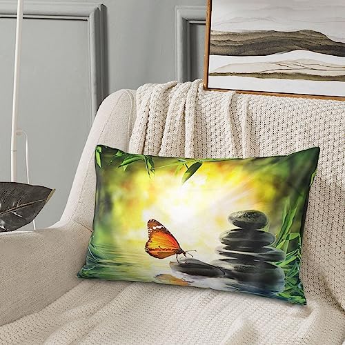 MENEAU Relaxation with Massage Stones in Water with Bamboo Men Women Pillowcase for Sofa Couch Bed Chair 14"X20"