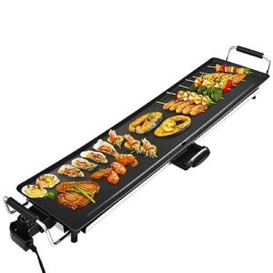 aewhale electric nonstick extra larger griddle grill-35" teppanyaki grill bbq with adjustable temperature &insulated handles for indoor/outdoor