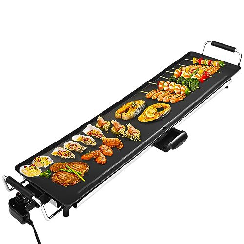 AEWHALE Electric Nonstick Extra Larger Griddle Grill-35" Teppanyaki Grill BBQ with Adjustable Temperature &Insulated Handles for Indoor/Outdoor