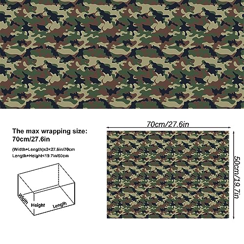 Dtiafu Camo Wrapping Paper for Men Boys Kids - Army Wrapping Paper for Birthday Veterans Day - 4 Style Green Blue Camouflage Gift Wrap - 20 X 28inch Per Sheet(8 Sheet Folded Flat)