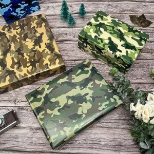 Dtiafu Camo Wrapping Paper for Men Boys Kids - Army Wrapping Paper for Birthday Veterans Day - 4 Style Green Blue Camouflage Gift Wrap - 20 X 28inch Per Sheet(8 Sheet Folded Flat)