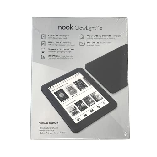 Barnes & Noble Nook Glowlight 4e eReader | 6" Touchscreen | 8GB | Black | BNRV1000 (Renewed)