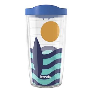 tervis surf high tide made in usa double walled insulated tumbler travel cup keeps drinks cold & hot, 16oz, classic