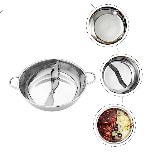 Mikinona Stainless Steel Mandarin Duck Pot Ramen Set Korean Pots for Cooking Japanese Chocolate Separate Pot Divided Hot Pot Cooker Chinese Cooking Pots Silver Food Cooking Hot Pot Soup Pot