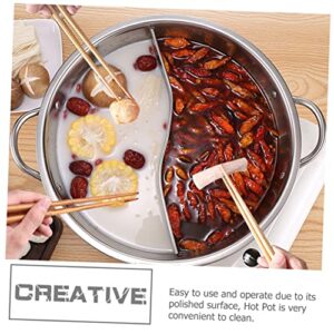 Mikinona Stainless Steel Mandarin Duck Pot Ramen Set Korean Pots for Cooking Japanese Chocolate Separate Pot Divided Hot Pot Cooker Chinese Cooking Pots Silver Food Cooking Hot Pot Soup Pot