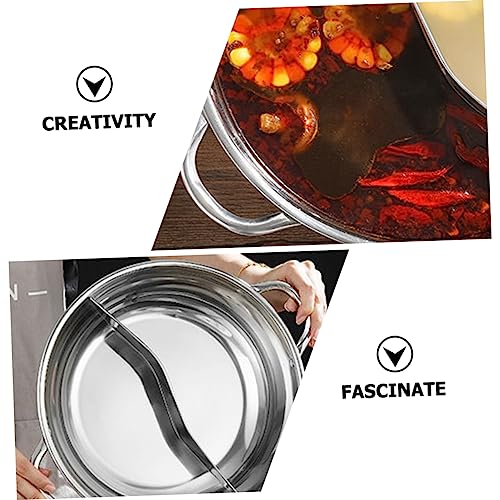 Mikinona Stainless Steel Mandarin Duck Pot Ramen Set Korean Pots for Cooking Japanese Chocolate Separate Pot Divided Hot Pot Cooker Chinese Cooking Pots Silver Food Cooking Hot Pot Soup Pot