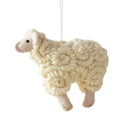 Christmas Tree Hanging Ornament Wooly Felt Sheep Christmas Tree Pendant Holiday Decoration Xmas Decor for New Year Party (A)