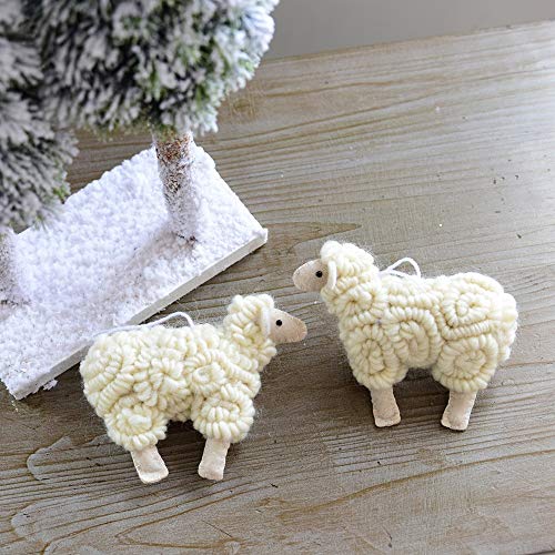 Christmas Tree Hanging Ornament Wooly Felt Sheep Christmas Tree Pendant Holiday Decoration Xmas Decor for New Year Party (A)