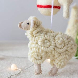 Christmas Tree Hanging Ornament Wooly Felt Sheep Christmas Tree Pendant Holiday Decoration Xmas Decor for New Year Party (A)