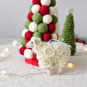 Christmas Tree Hanging Ornament Wooly Felt Sheep Christmas Tree Pendant Holiday Decoration Xmas Decor for New Year Party (A)