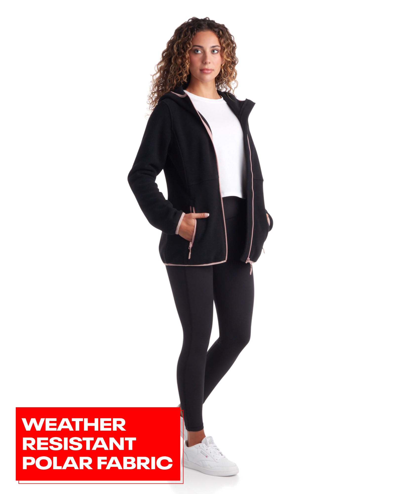 Reebok Women's Jacket - Polar Fleece Sweatshirt Jacket - Lightweight Coat for Women (S-XL), Size Small, Black