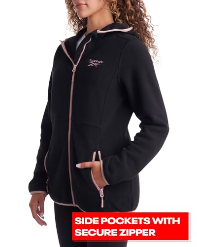 Reebok Women's Jacket - Polar Fleece Sweatshirt Jacket - Lightweight Coat for Women (S-XL), Size Medium, Black