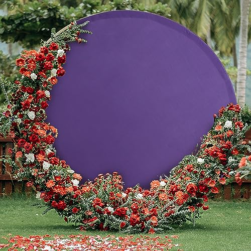 6.5ft Purple Round Backdrop Cover Suitable for 6.5ft 6.56ft 6.6ft Circle Stand Polyester Purple Birthday Party Wedding Photography Round Circle Arch Backdrop Cover