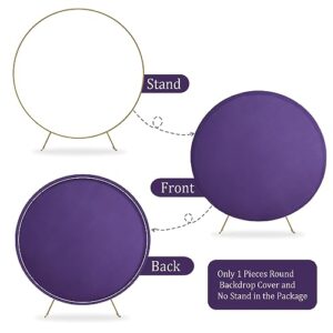 6.5ft Purple Round Backdrop Cover Suitable for 6.5ft 6.56ft 6.6ft Circle Stand Polyester Purple Birthday Party Wedding Photography Round Circle Arch Backdrop Cover