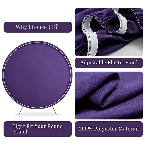 6.5ft Purple Round Backdrop Cover Suitable for 6.5ft 6.56ft 6.6ft Circle Stand Polyester Purple Birthday Party Wedding Photography Round Circle Arch Backdrop Cover