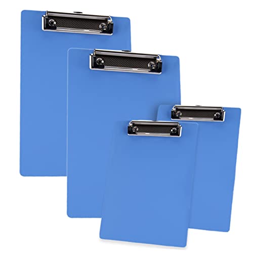 Ciieeo 4pcs Folder Metal Clipboards Plastic Folders Plastic Paper Clips Plastic Folders with Pockets A4 Clipboard Letter Size A4 Clip Board Abs Blue Clip Boards Exam Paper Clips Business