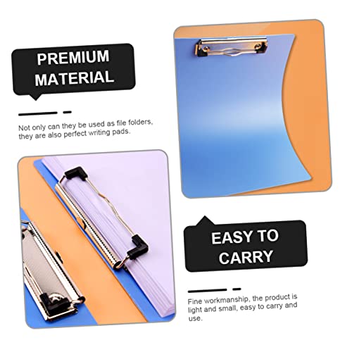 Ciieeo 4pcs Folder Metal Clipboards Plastic Folders Plastic Paper Clips Plastic Folders with Pockets A4 Clipboard Letter Size A4 Clip Board Abs Blue Clip Boards Exam Paper Clips Business