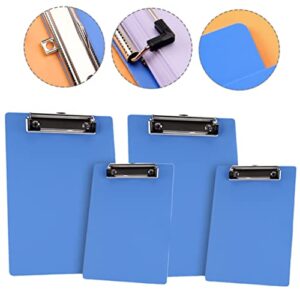 Ciieeo 4pcs Folder Metal Clipboards Plastic Folders Plastic Paper Clips Plastic Folders with Pockets A4 Clipboard Letter Size A4 Clip Board Abs Blue Clip Boards Exam Paper Clips Business