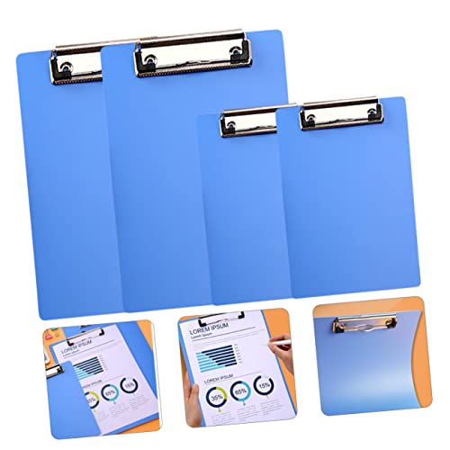 Ciieeo 4pcs Folder Metal Clipboards Plastic Folders Plastic Paper Clips Plastic Folders with Pockets A4 Clipboard Letter Size A4 Clip Board Abs Blue Clip Boards Exam Paper Clips Business