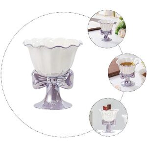 Hemoton Decorative Tray Ceramic Dessert Bowl Cup Footed Ice Cream Bowl Sundae Cups Dish Parfait Cup for Sundaes Parfaits Ice Cream Fruit Snack Cocktail Purple