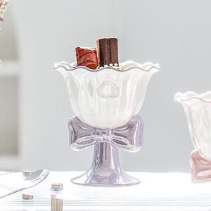 Hemoton Decorative Tray Ceramic Dessert Bowl Cup Footed Ice Cream Bowl Sundae Cups Dish Parfait Cup for Sundaes Parfaits Ice Cream Fruit Snack Cocktail Purple