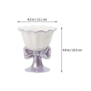 Hemoton Decorative Tray Ceramic Dessert Bowl Cup Footed Ice Cream Bowl Sundae Cups Dish Parfait Cup for Sundaes Parfaits Ice Cream Fruit Snack Cocktail Purple