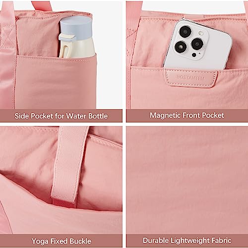 BOSTANTEN Tote Bag for Women Large Purses Shoulder Handbags With Yoga Mat Buckle For Work Travel Gym Pink