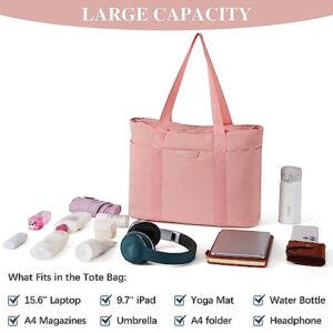 BOSTANTEN Tote Bag for Women Large Purses Shoulder Handbags With Yoga Mat Buckle For Work Travel Gym Pink